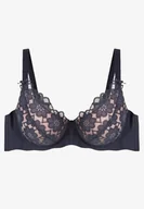 Biustonosze - Granatowo-Różowy Biustonosz z Koronką na Regulowanych Ramiączkach Izabetia - miniaturka - grafika 1