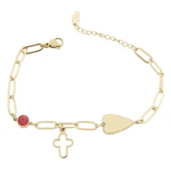 Bransoletki - Bransoletka pancerka z sercem i krzyzykiem stal chirurgiczna - miniaturka - grafika 1