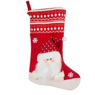 Ozdoby bożonarodzeniowe - Skarpeta Świąteczna Święty Mikołaj 3D Santa 50 Cm Czerwona - miniaturka - grafika 1