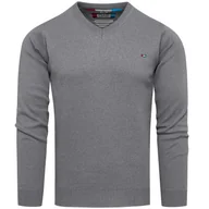 Swetry męskie - Sweter męski w serek szary Recea - miniaturka - grafika 1