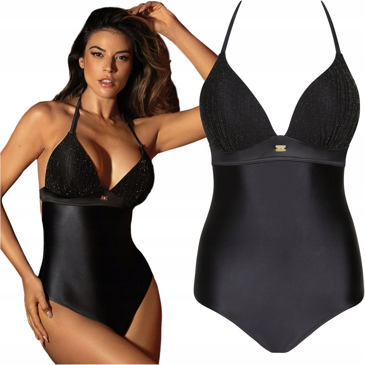 Strój kąpielowy jednoczęściowy damski SELF 1026 Lucerne czarny 36D 65D