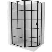 Kabiny prysznicowe - Mexen Mist kabina prysznicowa pięciokątna asymetryczna uchylna lewa 100 x 80 cm, czarna kratka, czarna - 8A8-100-080-70-77-L - miniaturka - grafika 1