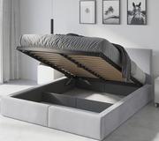 Łóżka - łóżko 120x200 tapicerowane z pojemnikiem kolor Popiel od Interbeds - miniaturka - grafika 1