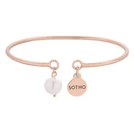 Bransoletki - Sztywna bransoletka z różowego złota z naturalną perłą - miniaturka - grafika 1