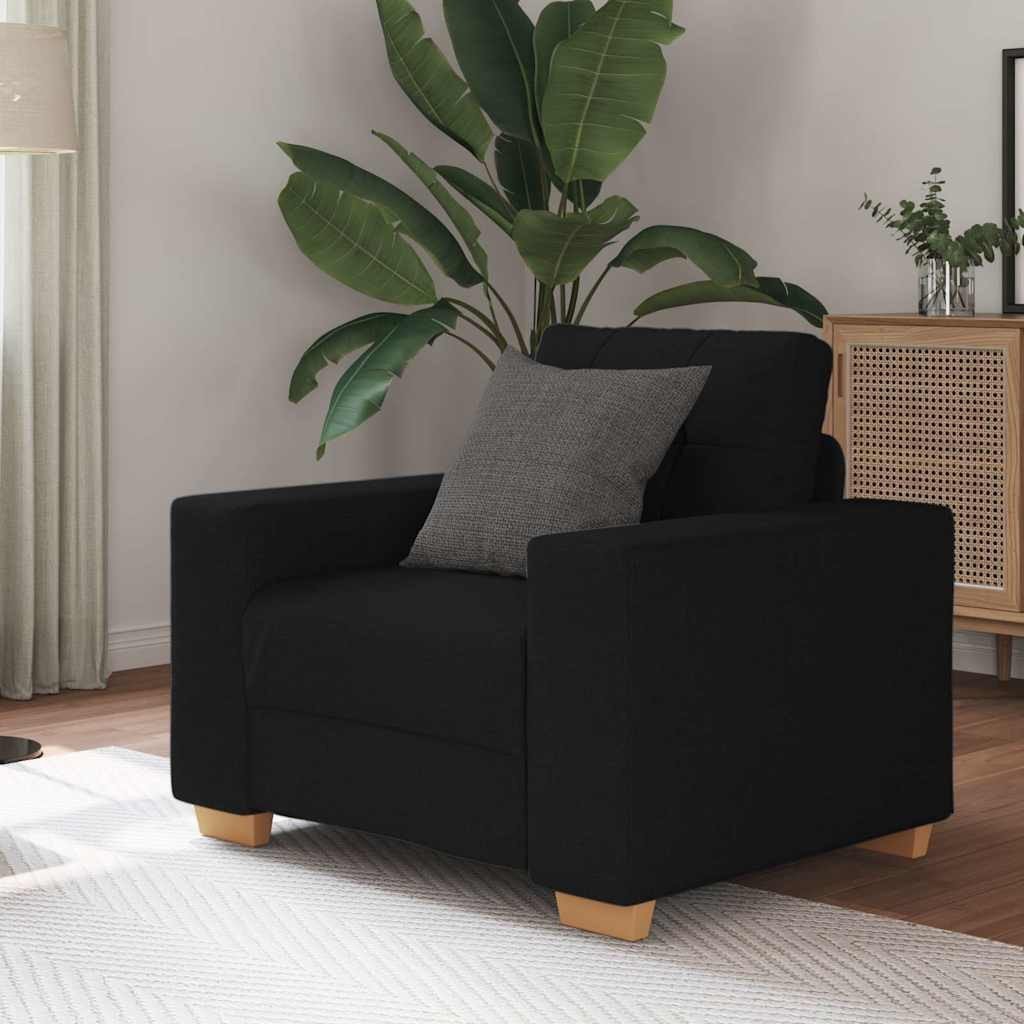 vidaXL Fotel, czarny, 60 cm, obity tkaniną