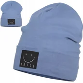 Czapki dla dzieci - Niebieska Czapka Dziecięca Chłopca Dziewczynki Bawełniana Jesienna 50-54 - miniaturka - grafika 1