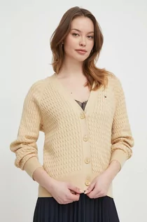 Swetry damskie - Tommy Hilfiger kardigan bawełniany kolor beżowy lekki - grafika 1