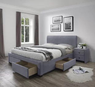 MODENA 3 ŁÓŻKO Z SZUFLADAMI POPIEL VELVET - Łóżka - miniaturka - grafika 1