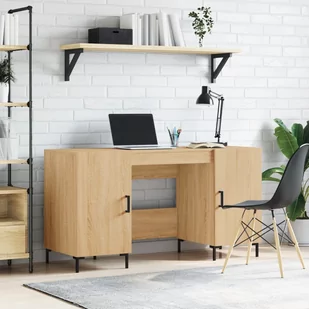 vidaXL Biurko, dąb sonoma, 140x50x75 cm, materiał drewnopochodny - Biurka - miniaturka - grafika 1