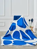 Koce - Koc bawełniany akrylowy 150x200 2137/3 Kamyczki niebieski narzuta pled wykończony szydełkiem SG - miniaturka - grafika 1