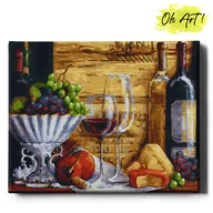 Malowanie po numerach - Oh Art! | Malowanie po numerach NA RAMIE, 40x50 | Wino i winogrona - miniaturka - grafika 1
