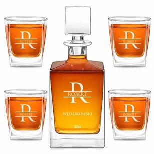 Karafka do whisky cube z 4 szklankami i grawerem - Karafki - miniaturka - grafika 1