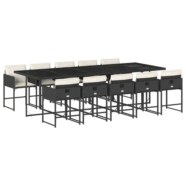 Zestaw mebli ogrodowych 275 x 106 x 73 cm, czarny z kremowymi poduszkami