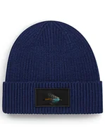 Czapki damskie - Czapka zimowa beanie wędkarska dla wędkarza na ryby na prezent "teal blue and silver" Granatowy - miniaturka - grafika 1