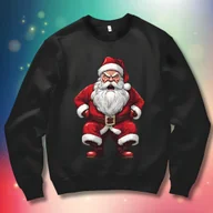 Bluzy męskie - Bluza uniwersalna standardowa z nadrukiem Mikołaj czarna rozmiar XS Święta Boże Narodzenie - miniaturka - grafika 1