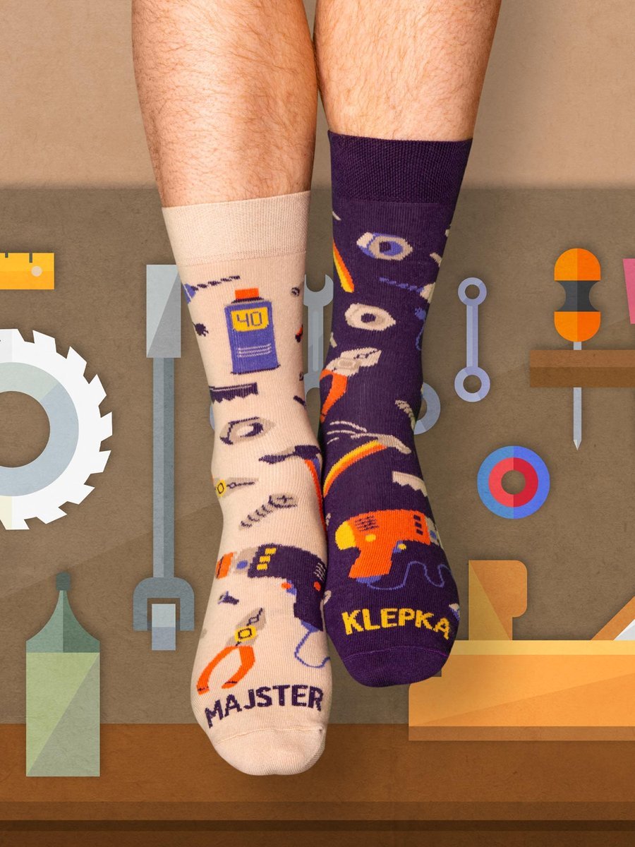 ZABAWNE Skarpetki dla majstra z napisem MAJSTER-KLEPKA 41-46