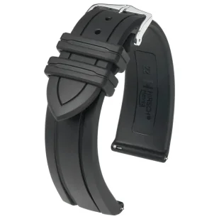 Czarny pasek kauczukowy 22 mm HIRSCH Hevea 40458850-2-22  | OFICJALNY SKLEP | RATY 0% • Zapłać później PayPo • GRATIS WYSYŁKA ZWROT DO 365DNI - Akcesoria do zegarków - miniaturka - grafika 1