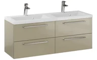 Szafki łazienkowe - Szafka Wisząca Z Umywalką RON 120 cm DUO - Cappuccino Wysoki Połysk - Uchwyty Chromowane - miniaturka - grafika 1