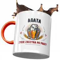 Kubki - Kubek Pomarańczowy Dla Agaty Agi Na Prezent z Nadrukiem ze Zdjęciem + Opakowanie na prezent (wzór 02) - miniaturka - grafika 1