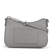 Torebki damskie - Damska torebka na ramię z ekoskóry mała szaro - srebrna - miniaturka - grafika 1