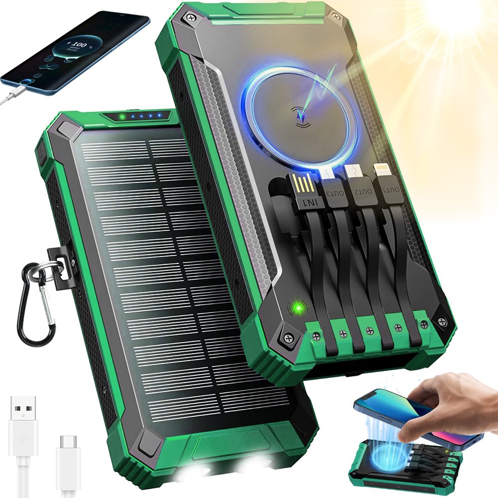 Powerbank Solarny 26800MAH Ład Bezprzewodowe Indukcja Latarka