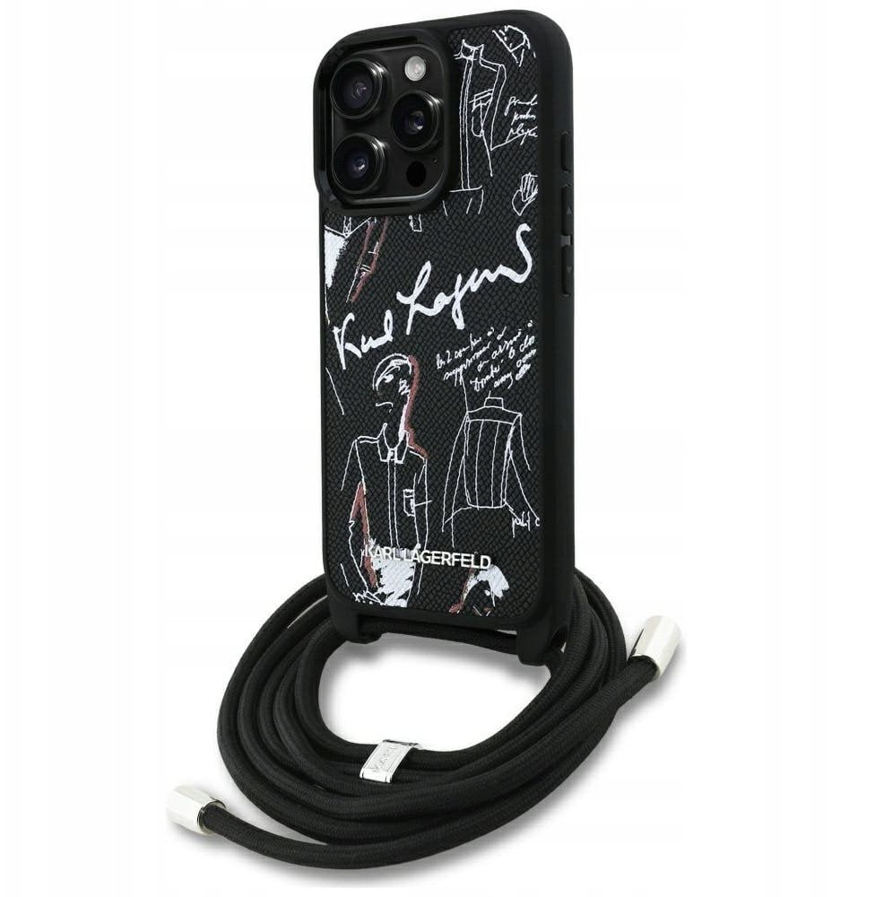 Etui Karl Lagerfeld Crossbody Grained Pattern & Logo do iPhone 16 Pro Max czarny