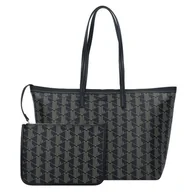 Torebki damskie - Lacoste Monogram Zely Shopper Bag 37 cm czarny - miniaturka - grafika 1