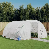 Szklarnie ogrodowe - vidaXL Szklarnia ze stalową ramą, biała, 16 m², 4x4x2 m - miniaturka - grafika 1