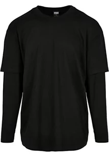 Urban Classics Męska koszulka z długim rękawem, oversized Shaped Double Layer Longsleeve, Basic Tee, dostępna w rozmiarach od S do 5XL, czarny/czarny, M - Koszulki męskie - miniaturka - grafika 1
