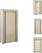 Szafki na buty - vidaXL Szafka na buty z pokrywą kremowa biel 58 x 28 x 106 cm tkanina - Półki i szafki na buty - miniaturka - grafika 1