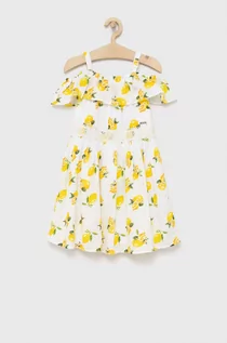 Sukienki - Guess sukienka bawełniana dziecięca kolor żółty midi rozkloszowana - grafika 1