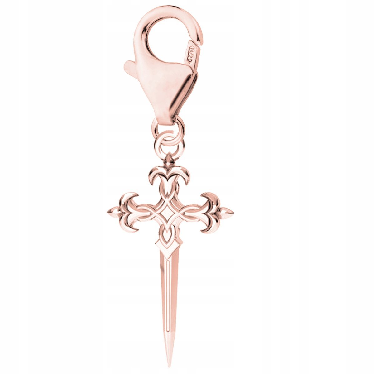 Zawieszka Pozłacana Krzyż Krzyżyk Sztylet Sztylecik Cross SREBRO 925