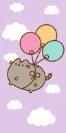 Okrycia kąpielowe dla dzieci - Ręcznik kąpielowy plażowy bawełniany kot pusheen z balonikami 70x140 - miniaturka - grafika 1