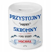 Skarbonki - Skarbonka dla Michała na Urodziny Idealny Prezent z Nadrukiem ze Zdjęciem + Opakowanie na prezent (wzór 03) - miniaturka - grafika 1