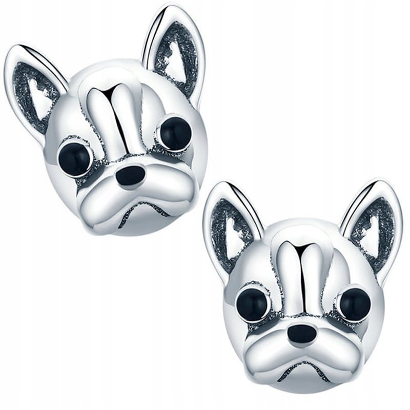 Kolczyki Srebrne Kolczyki Dla Dziewczynki Buldog Srebro 925 Kolczyki Trusky