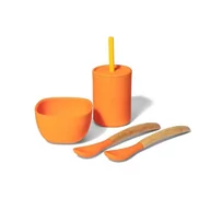 Miseczki i talerzyki dla dzieci - Avanchy La Petite Silikonowy Zestaw Obiadowy Dla Dziecka Orange - miniaturka - grafika 1