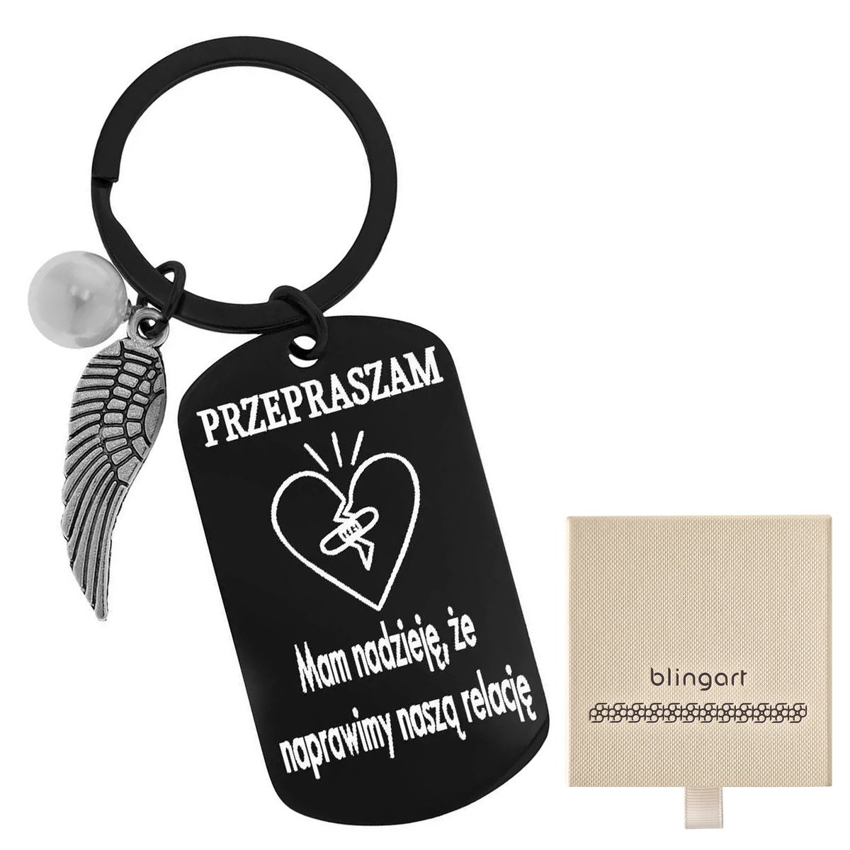 Brelok do kluczy zawieszka GRAWER perła SKRZYDŁO