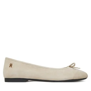 Baleriny Tommy Hilfiger Toe Cap Suede Ballerina FW0FW08909 Beżowy - Baleriny - miniaturka - grafika 1