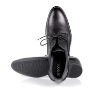 Półbuty męskie - Półbuty Wizytowe Ze Skóry Nikol 419 Czarne Stłoczenie - miniaturka - grafika 1