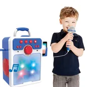 Instrumenty muzyczne dla dzieci - ZESTAW DO ŚPIEWANIA KARAOKE MIKROFON EFEKTY ŚWIETLNE WGRANE UTWORY USB - miniaturka - grafika 1