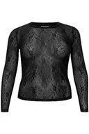 Koszulki i topy damskie - Koszulka damska Kaffe Curve Plus Size z długim rękawem Slim Fit Crew Neck Nylon Top damska, Głęboka czerń, M/du?y rozmiar - miniaturka - grafika 1