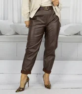 Spodnie damskie - Skórzane spodnie z paskiem CECIL - miniaturka - grafika 1