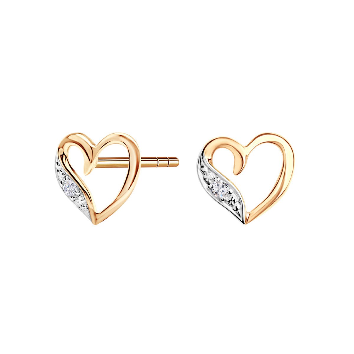 Kolczyki złote serduszka z diamentami 14K Verona