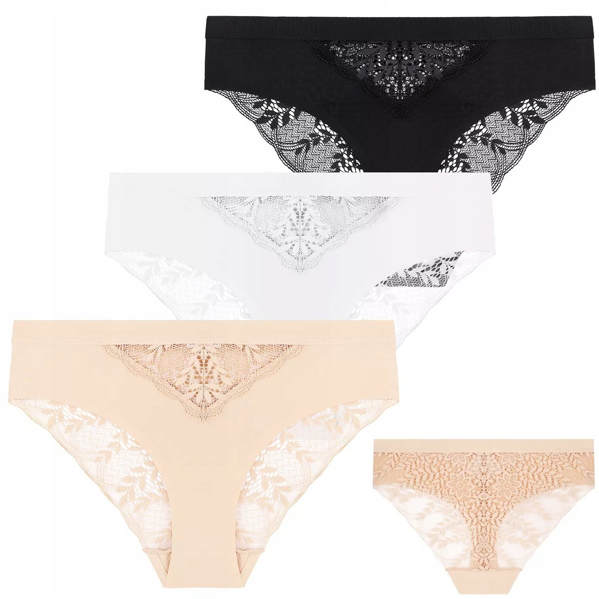 3X MAJTKI DAMSKIE BIKINI FIGI KORONKOWE GŁADKIE KOLOROWE SUBTELNE MORAJ S