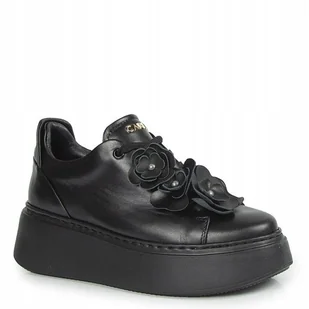 Czarne sneakersy damskie CARINII B10025-E50 skóra modne platforma r.38 - Sneakersy damskie - miniaturka - grafika 1
