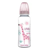 Kubki dla dzieci - CANPOL BABIES Little giraffe Butelka wąska różowa 12m+, 330ml - miniaturka - grafika 1