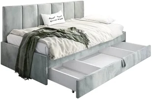 Łóżko młodzieżowe SORA 2 100x200 jasne szare z tapicerowanym panelem i szufladą MKPOL - Łóżka dla dzieci i młodzieży - miniaturka - grafika 1