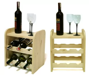 Drewniany regał stojak na wino z półką - RW31 na 6 butelek Naturalny Drewno sosnowe / Wamar-Sosenka - Stojaki na wino - miniaturka - grafika 1