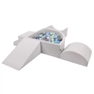 KiddyMoon Piankowy plac zabaw PPZP-TR30D-115 z piłeczkami jasnoszary: perła-szary-transparent-babyblue-mięta basen 300/klin L/rampa L/półwałek L/sch.. - Zabawki do kąpieli - miniaturka - grafika 1