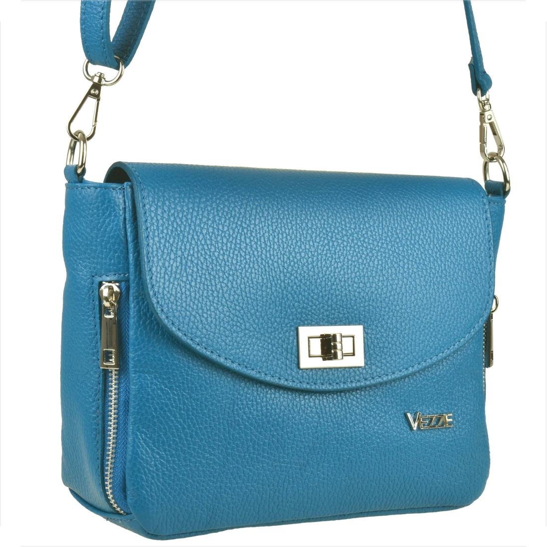 VEZZE Torebka niebieski dżins listonoszka skóra naturalna
